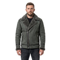 Black Suede Lamb Shearling Biker Jacket with Buckle Collar – Premium Suede Shearling Jacket