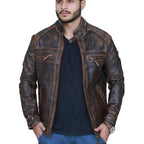 Diamond Classic Leather Jacket – Distressed Rub Off Brown - Timber AND Hide