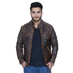 Diamond Classic Leather Jacket – Distressed Rub Off Brown - Timber AND Hide