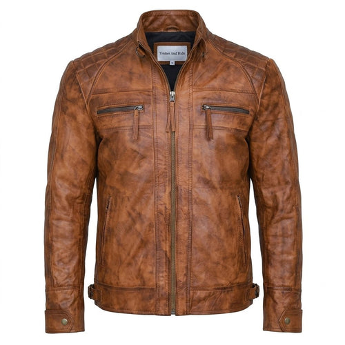Diamond Classic Leather Jacket - Tan Brown - Timber AND Hide