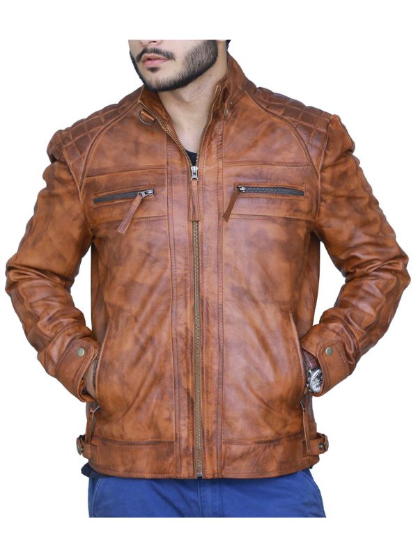 Diamond Classic Leather Jacket - Tan Brown - Timber AND Hide