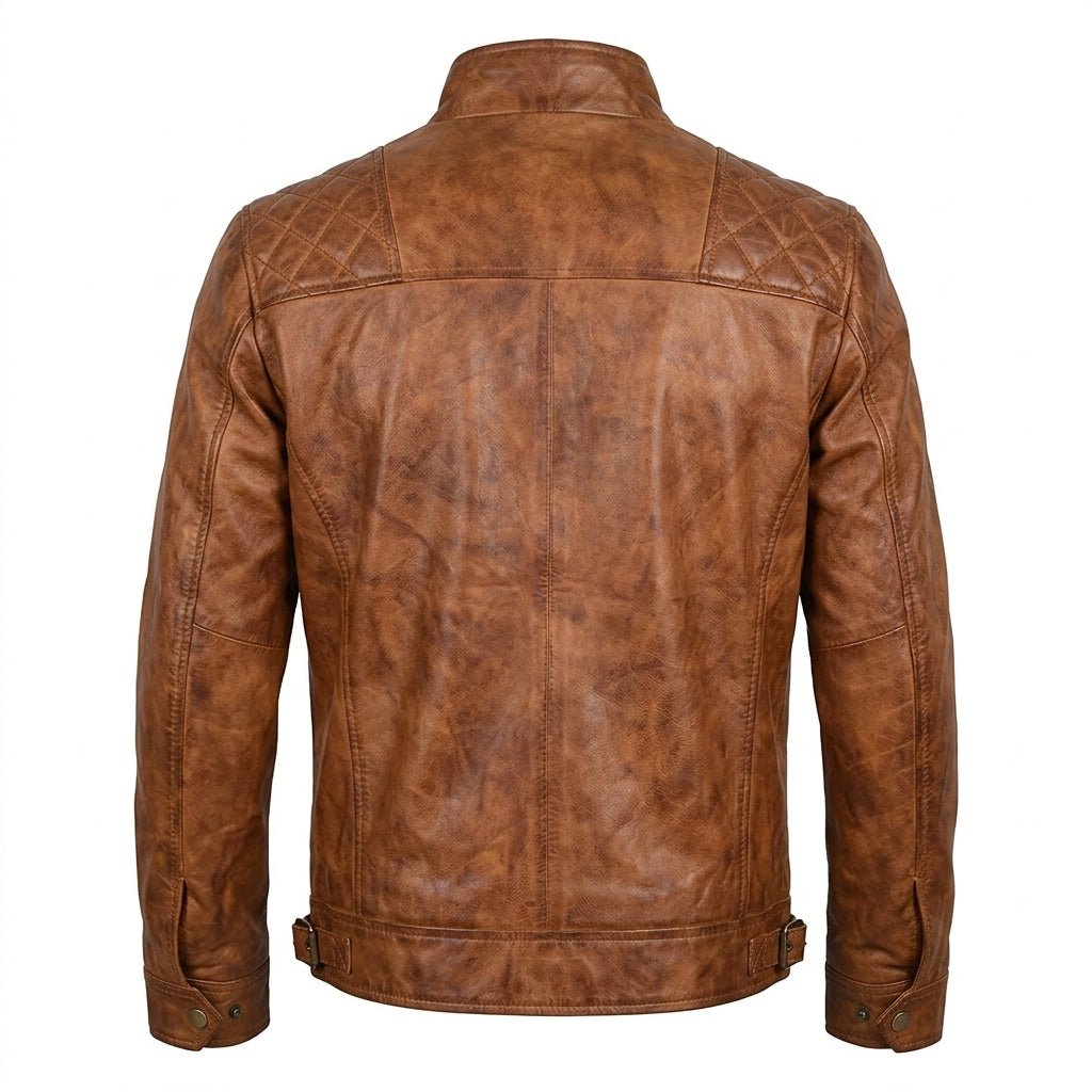 Diamond Classic Leather Jacket - Tan Brown - Timber AND Hide