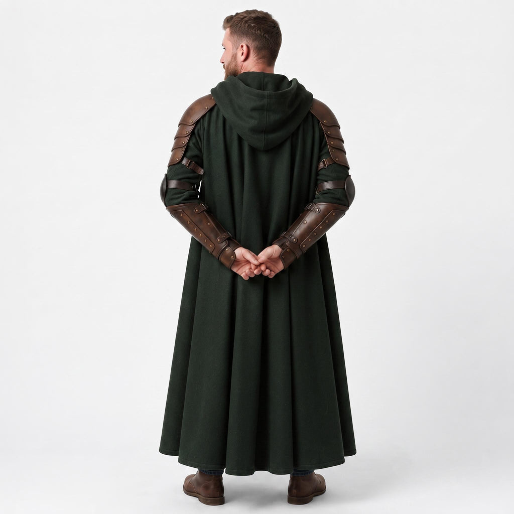 Doctor Doom Inspired Wool Cloak with Leather Armor Cosplay Costume Renaissance Outfit - Timber AND Hide
