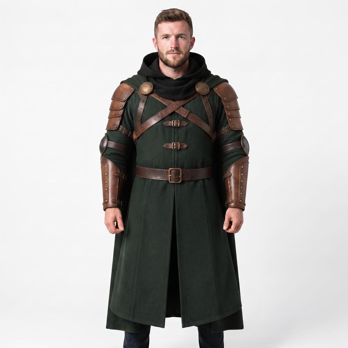 Doctor Doom Inspired Wool Cloak with Leather Armor Cosplay Costume Renaissance Outfit - Timber AND Hide