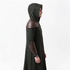 Doctor Doom Inspired Wool Coat with Leather Armor, Hooded Fantasy Cosplay Jacket - Timber AND Hide