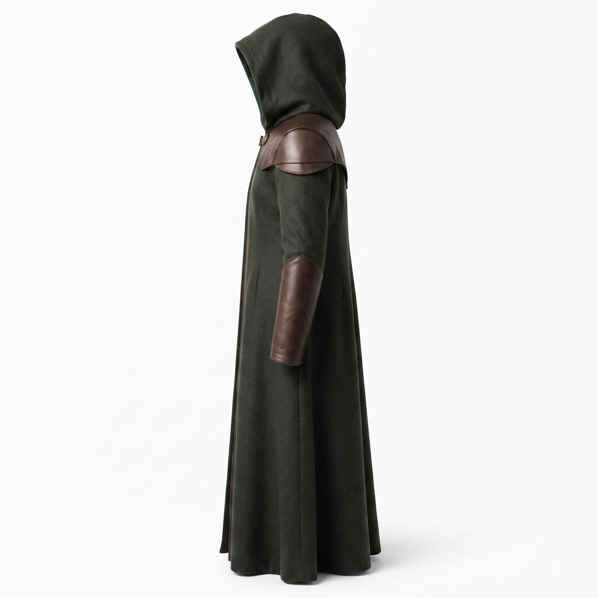 Doctor Doom Inspired Wool Coat with Leather Armor, Hooded Fantasy Cosplay Jacket - Timber AND Hide