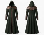 Doctor Doom Inspired Wool Coat with Leather Armor, Hooded Fantasy Cosplay Jacket - Timber AND Hide