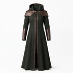 Doctor Doom Inspired Wool Coat with Leather Armor, Hooded Fantasy Cosplay Jacket - Timber AND Hide