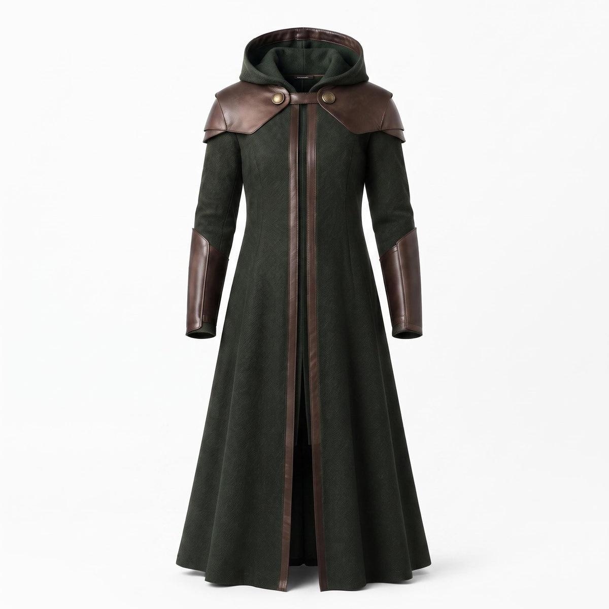 Doctor Doom Inspired Wool Coat with Leather Armor, Hooded Fantasy Cosplay Jacket - Timber AND Hide