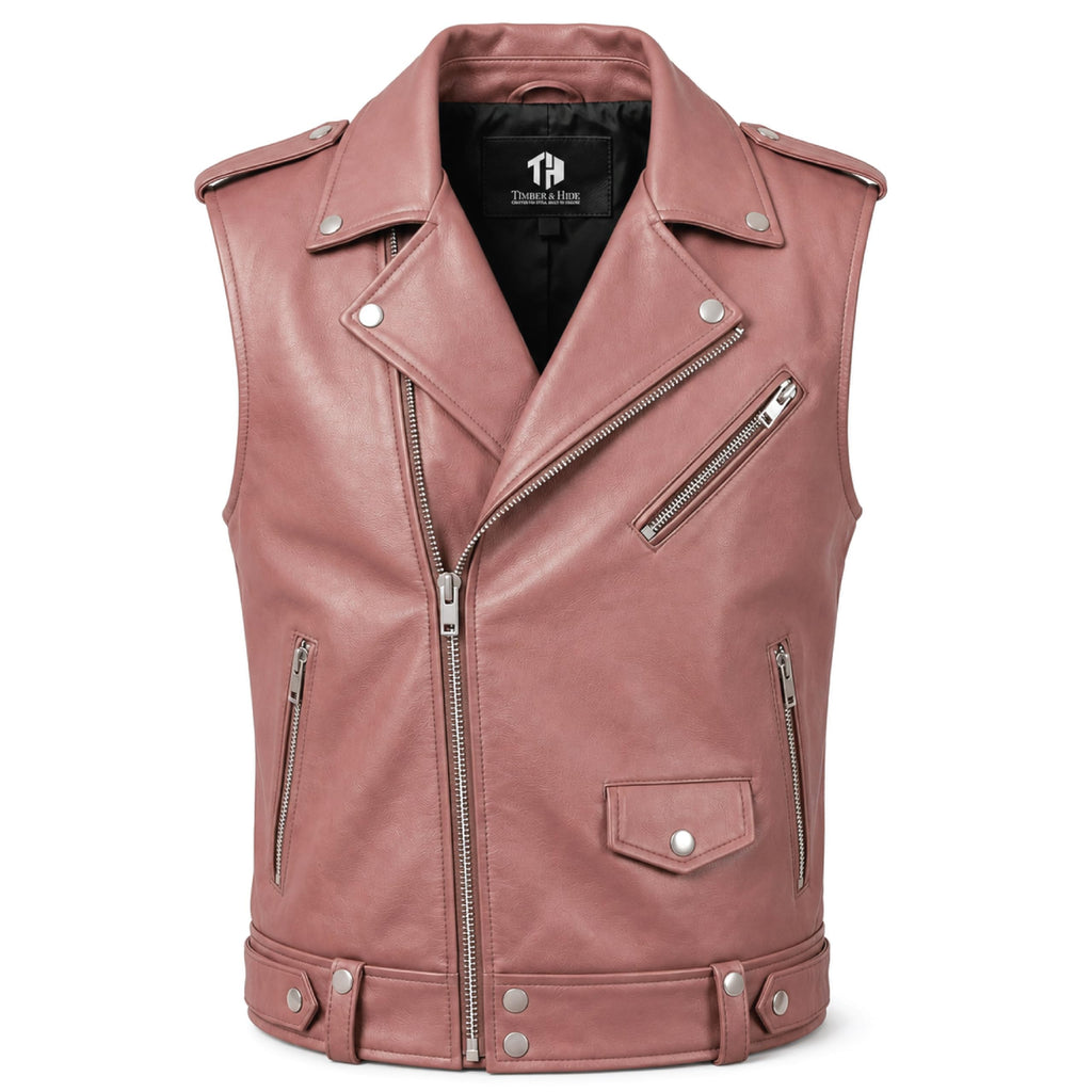 Men's Handmade Cowhide Leather Vest | Classic Biker Vest | Gothic Rocker Sleeveless Jacket