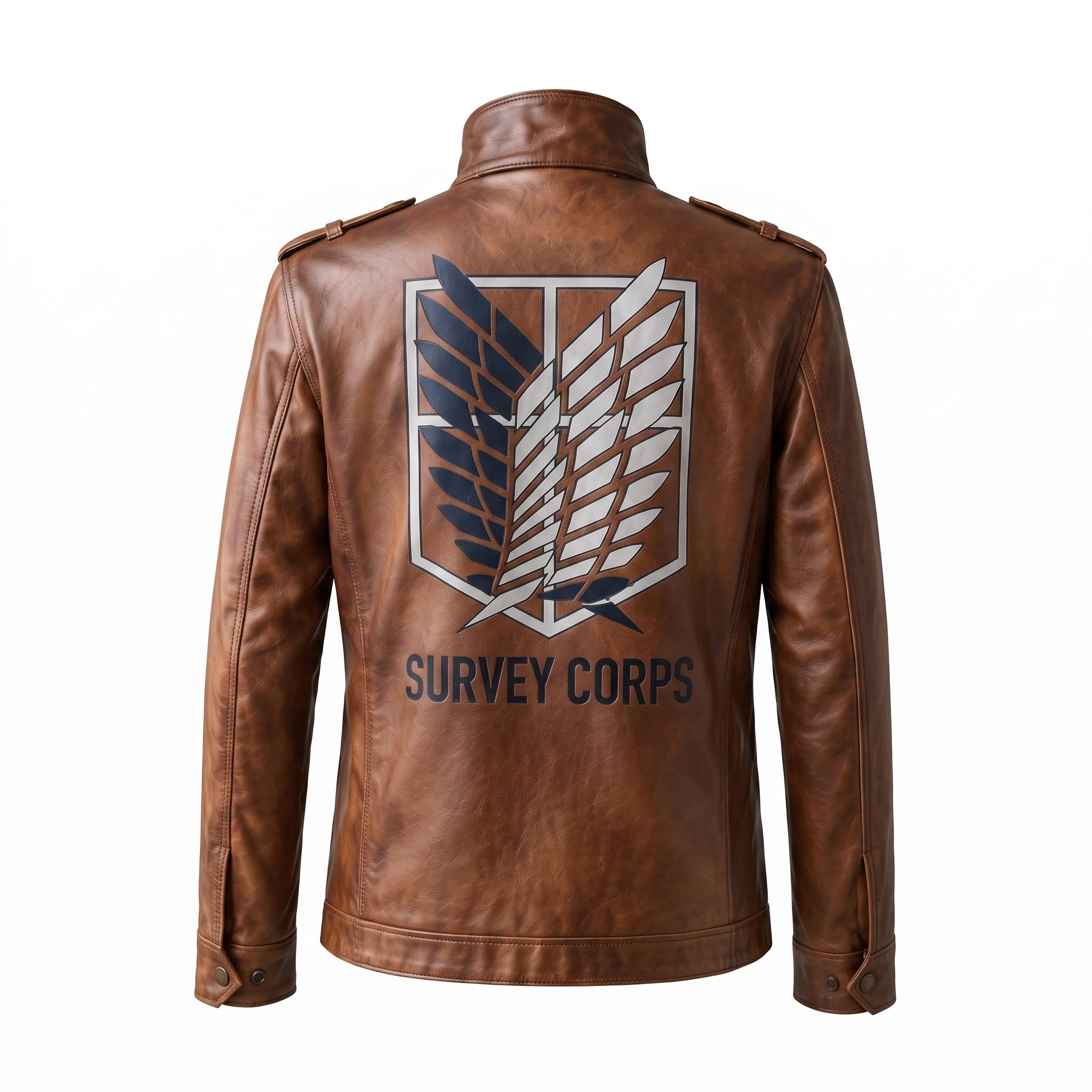 Attack on Titan Survey Corps Leather Jacket | Man's Military Scout Cosplay Coat