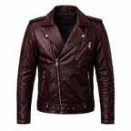 Motorhead Inspired Skull Print Leather Biker Jacket – Men's Gothic Rock Rider Coat