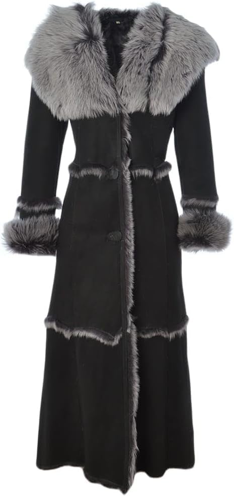 Timber AND Hide Women’s Sheepskin Long Suede Trench Coat | long trench coat for women | shearling trenchcoat | trench coat women