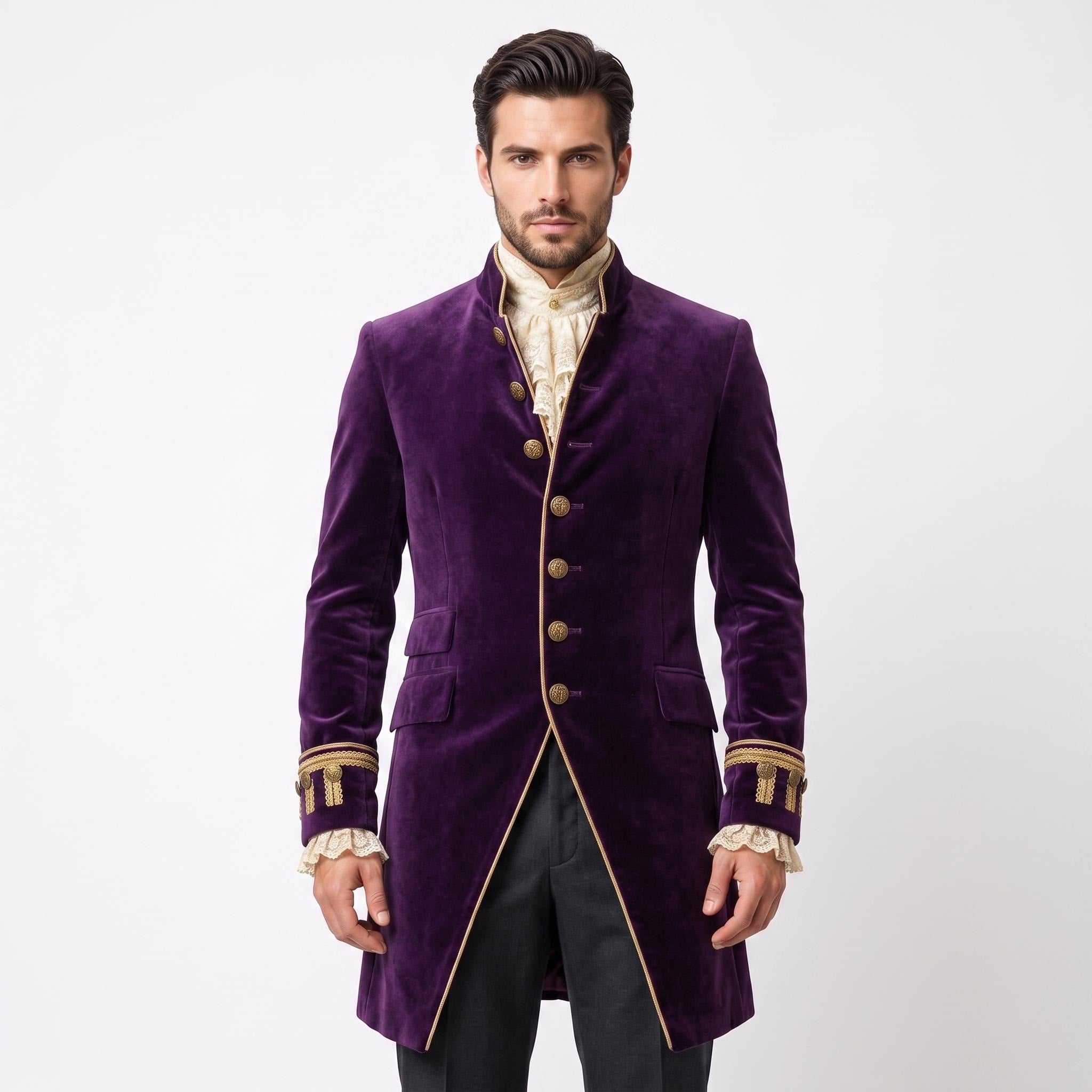Deep Purple Velvet Victorian Tailcoat | Men's Steampunk Gothic Prince Costume Jacket