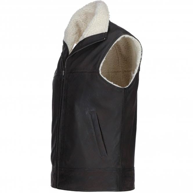 Men's Leather Waistcoat Brown ALPHA Vest