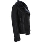 Women's Luxury Shearling Aviator Jacket Black/brissa