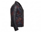 Men’s Black Leather Biker style Moto jacket with Cross Design Gothic Punk Motorcycle Style