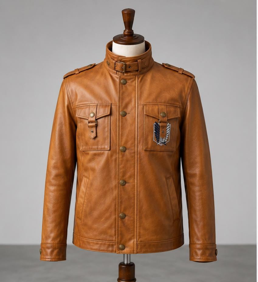 Attack on Titan Survey Corps Leather Jacket | Man's Military Scout Cosplay Coat