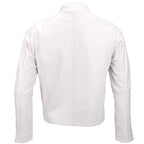 Men's Ivory Vegetable Tanned Biker Jacket White