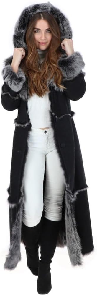 Timber AND Hide Women’s Sheepskin Long Suede Trench Coat | long trench coat for women | shearling trenchcoat | trench coat women