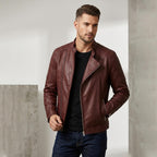Classic men’s leather biker jacket | slim fit | minimalist moto rider Jacket