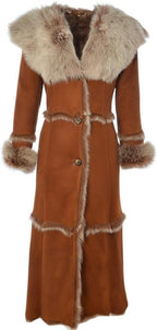 Timber AND Hide Women’s Sheepskin Long Suede Trench Coat | long trench coat for women | shearling trenchcoat | trench coat women
