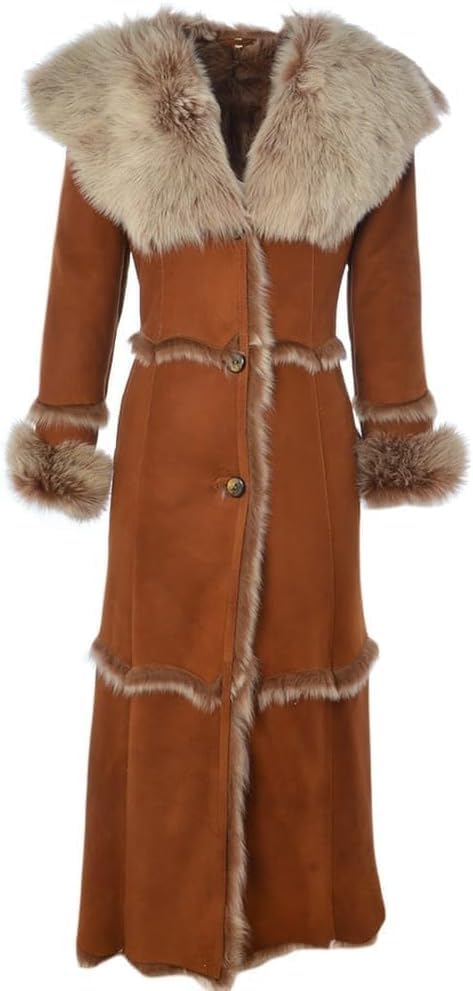 Timber AND Hide Women’s Sheepskin Long Suede Trench Coat | long trench coat for women | shearling trenchcoat | trench coat women