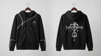 Women's Kingdom Hearts Black Zip-Up Hoodie | Fleece Gaming Sweatshirt | Keyblade Graphic Cosplay Jacket