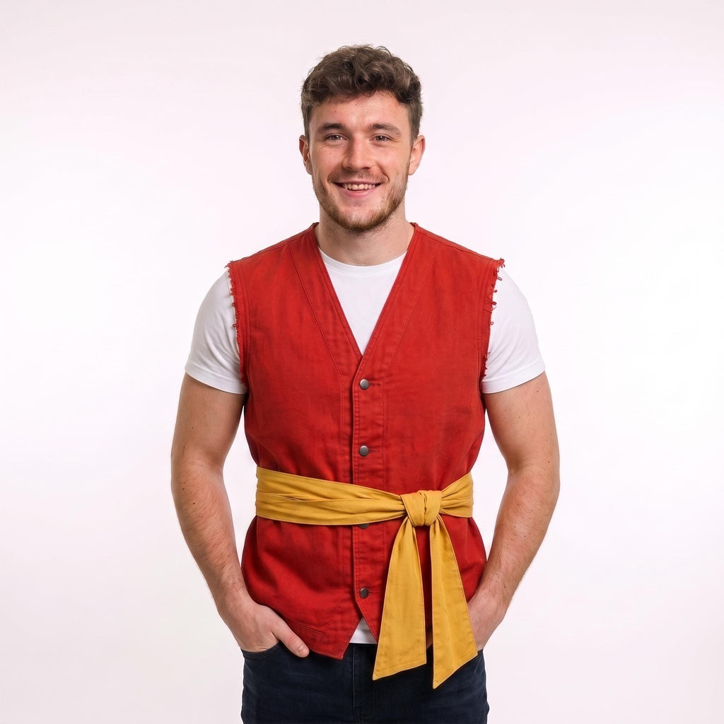 One Piece Luffy Red Cotton Vest | Men's  Pirate Inspired Anime Cosplay Jacket