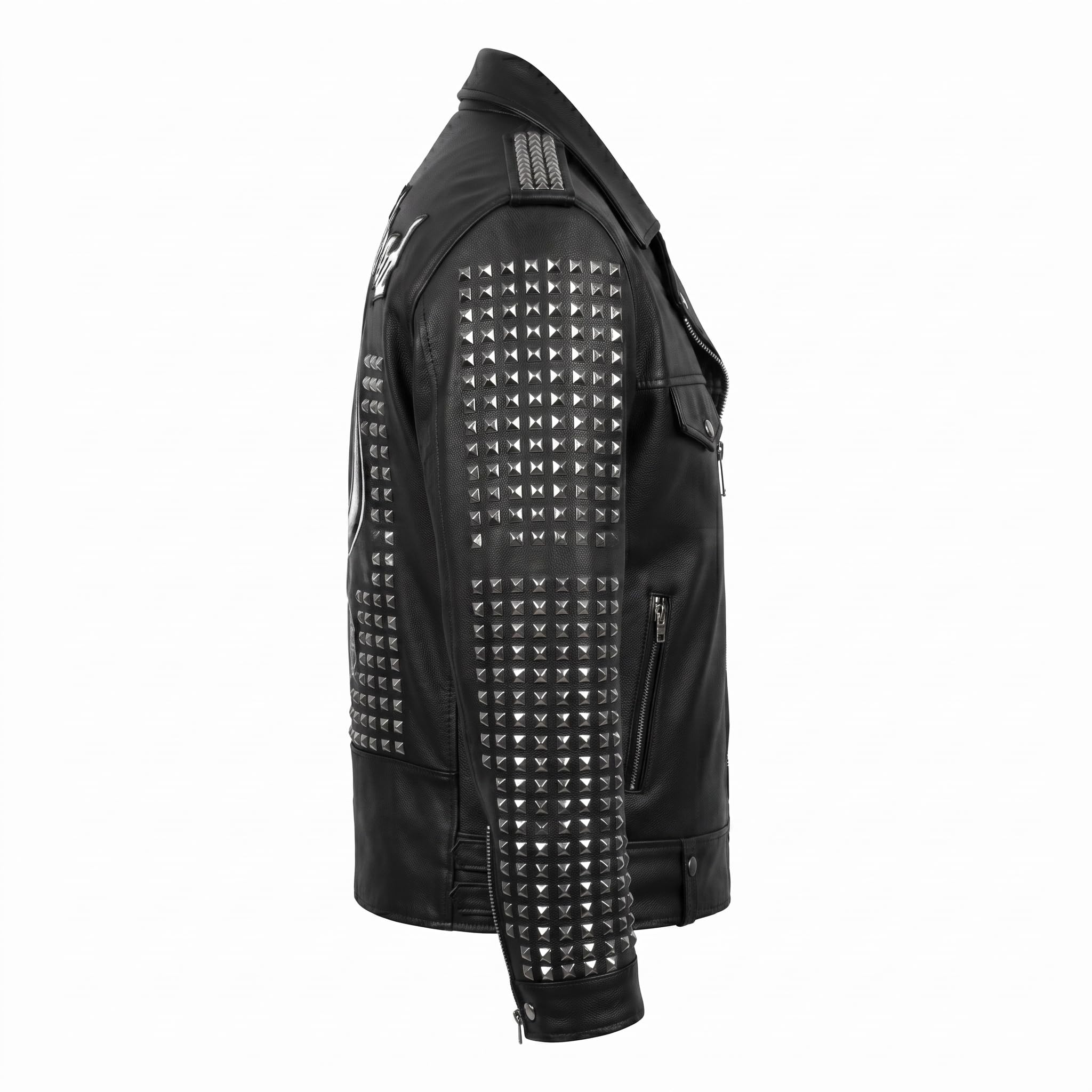 Man's Handmade Studded Leather Biker Jacket | Punk Rock Gothic Patchwork | Halloween Costume