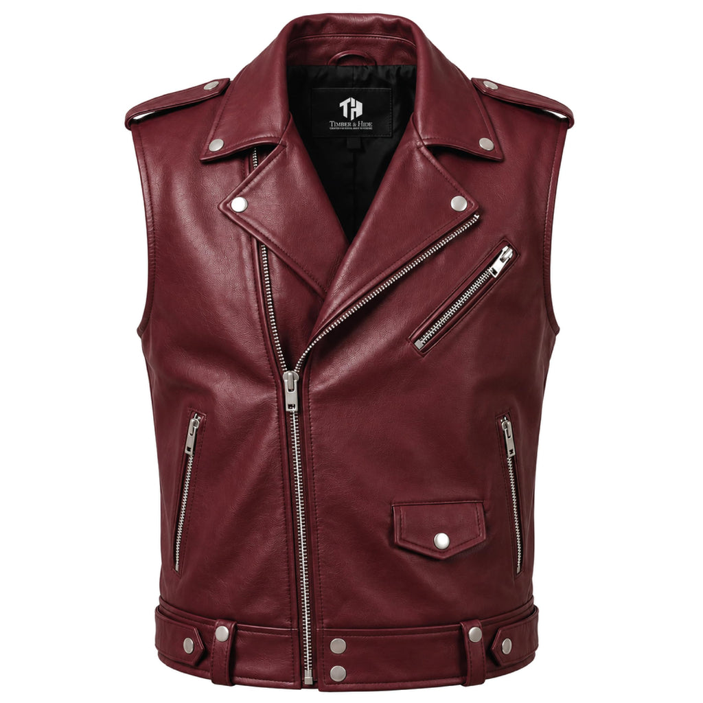 Men's Handmade Cowhide Leather Vest | Classic Biker Vest | Gothic Rocker Sleeveless Jacket