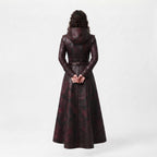 Women's Oxblood Leather Hooded Coat | Hand-Dyed Smoky Black Patina Trench Jacket