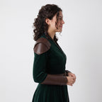Women's Velvet Wrap Coat Dress with Leather Armor Trim, Fantasy Cosplay Outfit