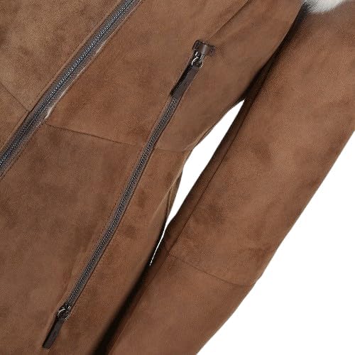 Timber AND Hide Luxury Hooded Toscana Coat Brown with Shearling Trim