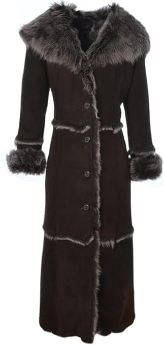 Timber AND Hide Women’s Sheepskin Long Suede Trench Coat | long trench coat for women | shearling trenchcoat | trench coat women