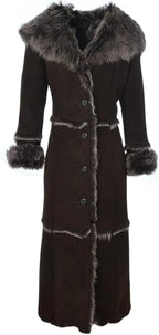 Timber AND Hide Women’s Sheepskin Long Suede Trench Coat | long trench coat for women | shearling trenchcoat | trench coat women