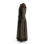 Men's Medieval Warrior Robe with Leather Shoulder Armor, Viking Tunic Costume, Fantasy Knight Garment