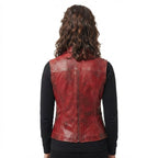 Emily Red Distressed Leather Vest for Women - Timber AND Hide
