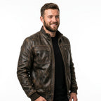 Enzo Leather Brown Jacket - Men Leather Jacket Brown - Timber AND Hide