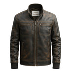 Enzo Leather Brown Jacket - Men Leather Jacket Brown - Timber AND Hide