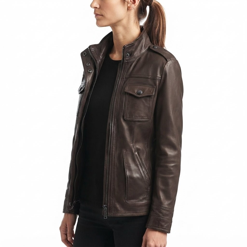 Evelyn Leather Brown Jacket – Women’s Leather Jacket in Brown - Timber AND Hide