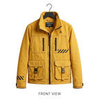 Women's Yellow Techwear Jacket Women, Cyberpunk Streetwear High-Collar Cotton Coat
