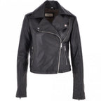 Women's Burgundy Leather Biker Jacket: Stella