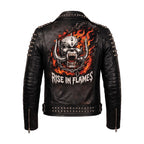 Handmade Men's Black Leather Studded Biker Jacket