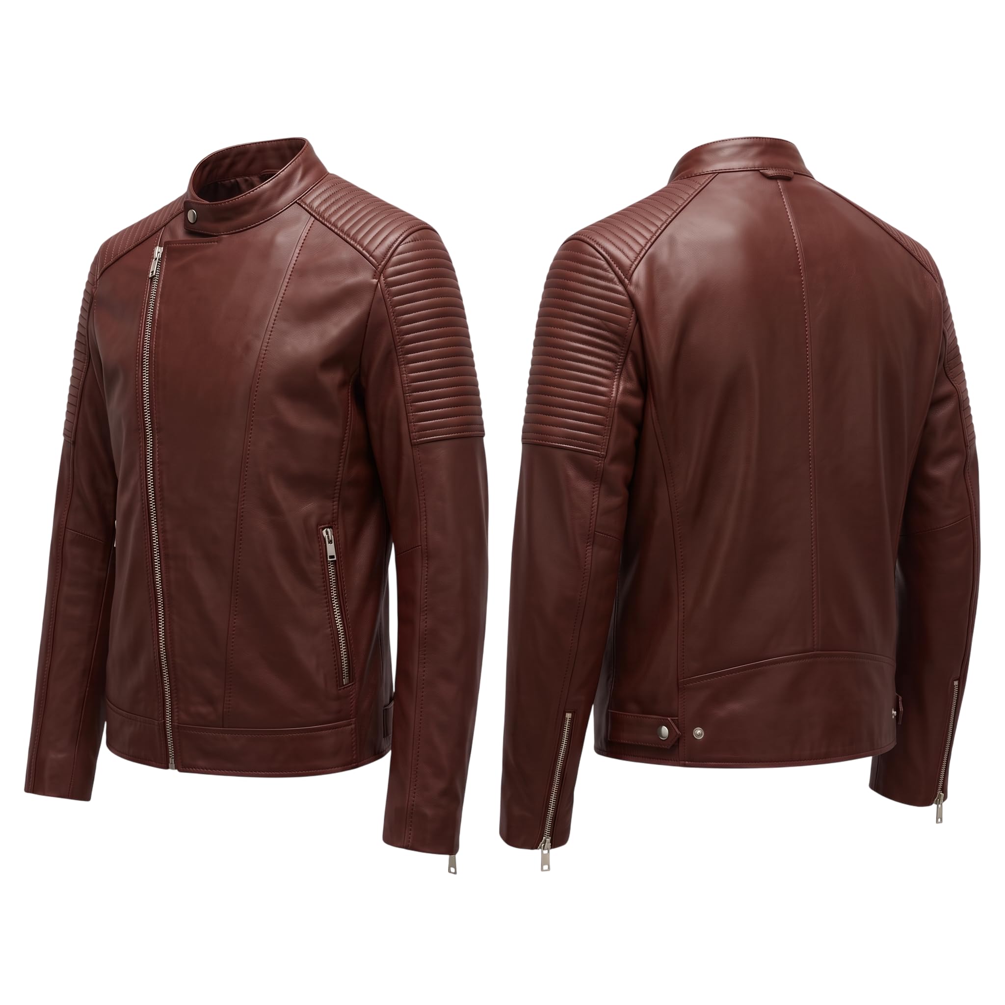 Classic men’s leather biker jacket | slim fit | minimalist moto rider Jacket
