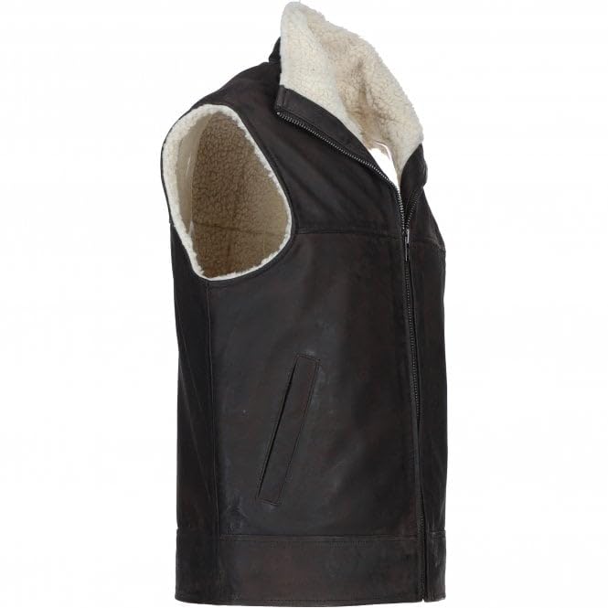 Men's Leather Waistcoat Brown ALPHA Vest