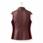 Burgundy Leather Vest | Women's Genuine Tailored Waistcoat, Dark Academia Style