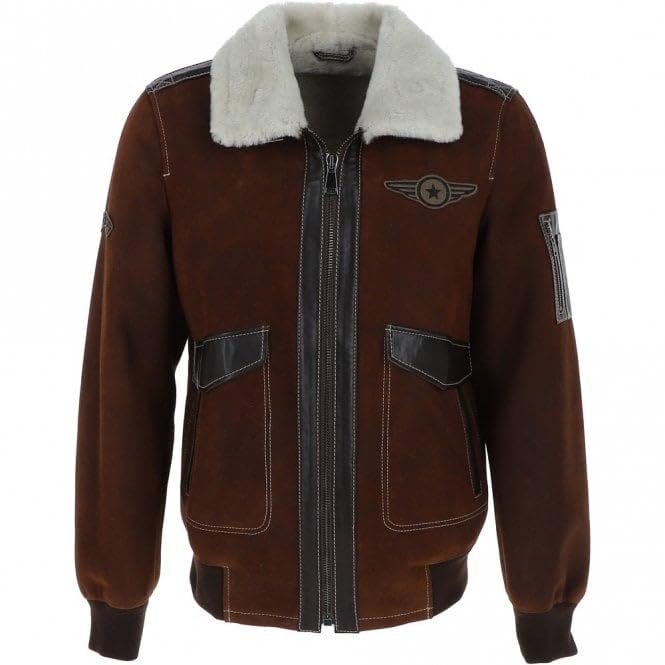 Men's Premium Leather Aviator Jacket with Detachable Collar