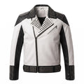 Men's Handmade Two-Tone Leather Biker Jacket | Studded Moto Punk Rock