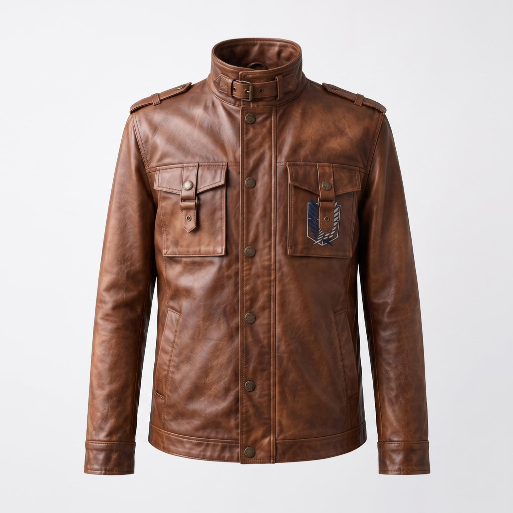 Attack on Titan Survey Corps Leather Jacket | Man's Military Scout Cosplay Coat